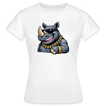Rhino Streetstyle mit Goldkette - Frauen T-Shirt - Weiß - Vorne - AI Model Female 172 dark (172cm)