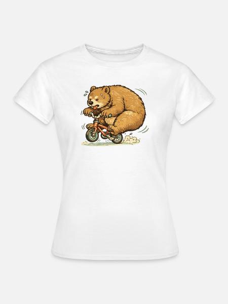 Bär auf Fahrradraserei - Frauen T-Shirt - Weiß