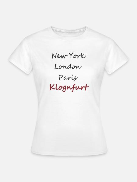 Städte in Handschrift: NY bis Klagenfurt - Frauen T-Shirt - Weiß