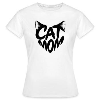 Cat Mom, Katzenmama Herz Typo mit Katzenohren - Frauen T-Shirt - Weiß - Vorne - AI Model Female 172 dark (172cm)