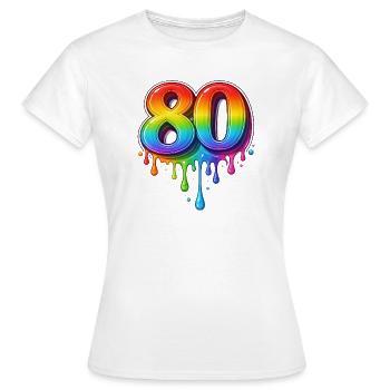 80 Rainbow Retro Number - Women's T-Shirt - white - Front - AI Model Female 172 dark (172cm)