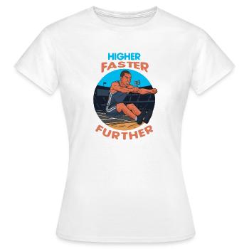 Saut en longueur : Plus haut, plus vite, plus loin - T-shirt Femme - blanc - Devant - AI Model Female 172 dark (172cm)