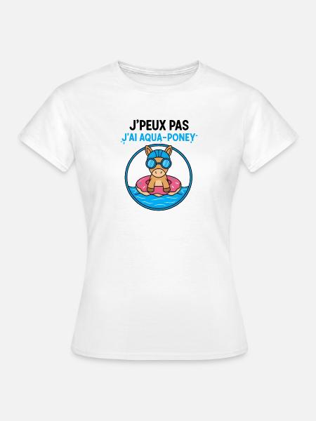 Aqua-Pony auf Donut-Boje - Frauen T-Shirt - Weiß