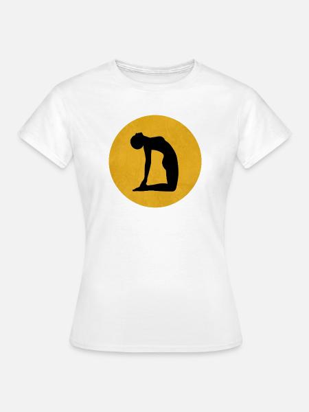Kamel Yoga Pose Silhouette Sonne Design - Frauen T-Shirt - Weiß