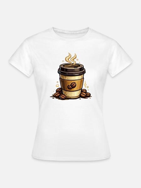 Kaffee Kunst Becher - Frauen T-Shirt - Weiß