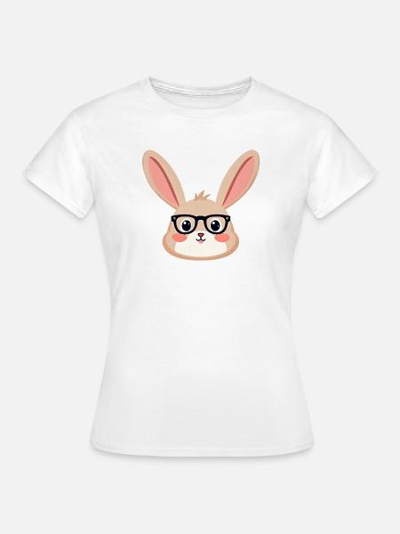 Kaninchen mit Brille - Frauen T-Shirt - Weiß
