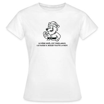 Pere Noel Freelance Festif - T-shirt Femme - blanc - Devant - AI Model Female 172 dark (172cm)