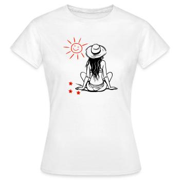 Sehnsucht nach Sonne - Frauen T-Shirt - Weiß - Vorne - AI Model Female 172 dark (172cm)