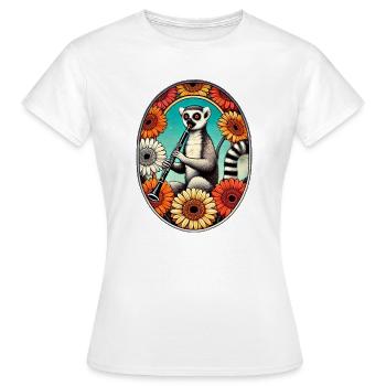 Sérénade de lémurien dans le cercle floral - T-shirt Femme - blanc - Devant - AI Model Female 172 dark (172cm)
