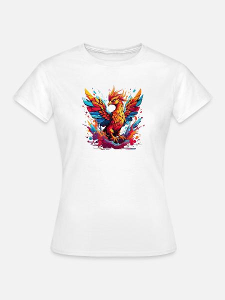 Feuerphönix Farbexplosion - Frauen T-Shirt - Weiß