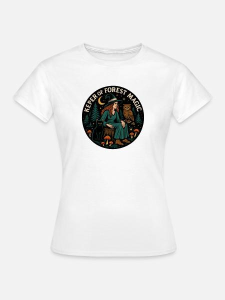 Waldzauber Waldhexe Patch - Frauen T-Shirt - Weiß