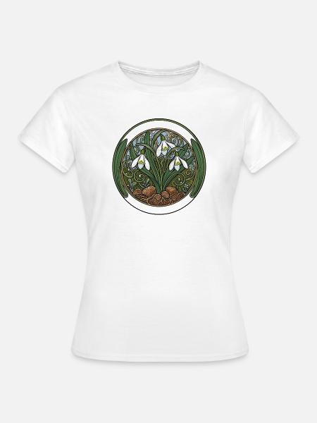 Schneeglöckchen im Art Nouveau Kreis - Frauen T-Shirt - Weiß