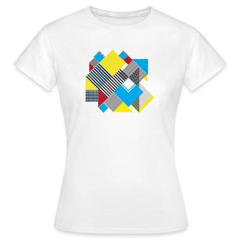 Geometrische Farbquadrat-Komposition - Frauen T-Shirt - Weiß - Vorne - AI Model Female 172 dark (172cm)