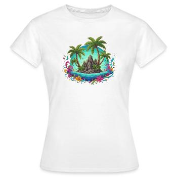 Tropische Insel Oase Palmen Farben - T-shirt Femme - blanc - Devant - AI Model Female 172 dark (172cm)