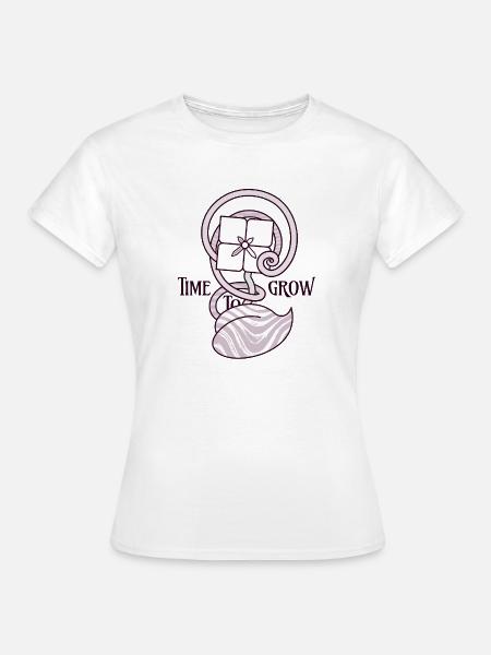 Blumenuhr – Jugendstil-Wachstumsdesign - Frauen T-Shirt - Weiß