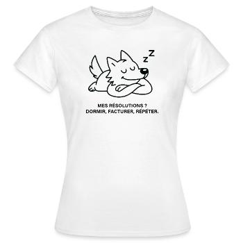 Loup Somnolent et Résolutions de Pause - T-shirt Femme - blanc - Devant - AI Model Female 172 dark (172cm)