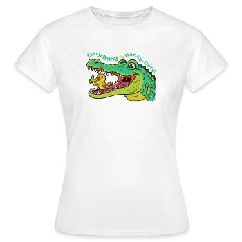 Kroko und Vogel: Everything is Hunky-Dory! - Frauen T-Shirt - Weiß - Vorne - AI Model Female 172 dark (172cm)