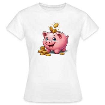 Sparschwein Glücksgold - Frauen T-Shirt - Weiß - Vorne - AI Model Female 172 dark (172cm)