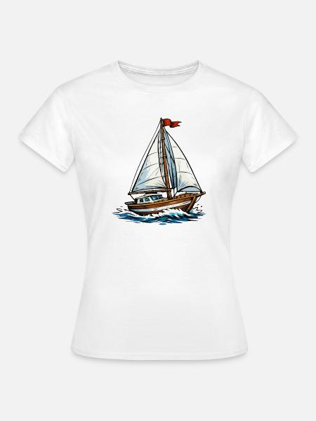 Segelboot auf wilden Wellen - Frauen T-Shirt - Weiß