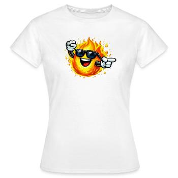 Feuer-Emoticon mit Sonnenbrille - Frauen T-Shirt - Weiß - Vorne - AI Model Female 172 dark (172cm)