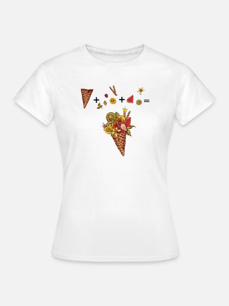 Eiswaffel mit buntem Obst - Frauen T-Shirt - Weiß