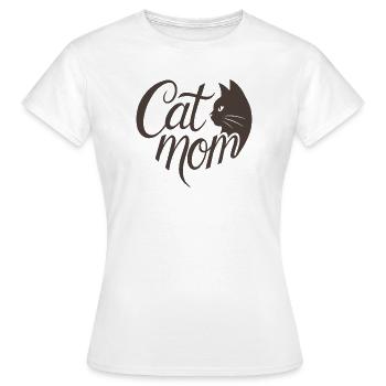 Cat Mom, Katzmama Heart Typography - Women's T-Shirt - white - Front - AI Model Female 172 dark (172cm)