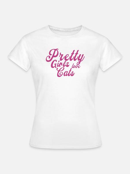 Pink Katzenliebe Spruch - Frauen T-Shirt - Weiß