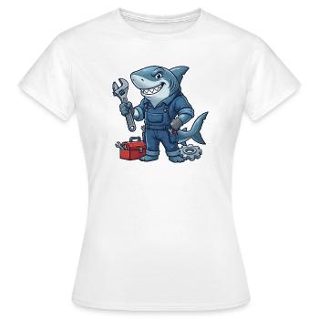 Schraubenhai Mechaniker-Motiv - Frauen T-Shirt - Weiß - Vorne - AI Model Female 172 dark (172cm)