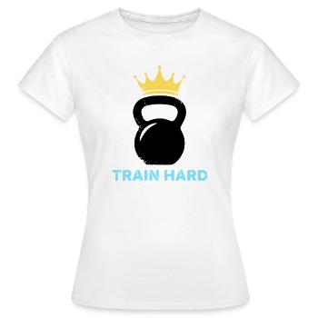 Kugelhantel Krone Train Hard - Frauen T-Shirt - Weiß - Vorne - AI Model Female 172 dark (172cm)