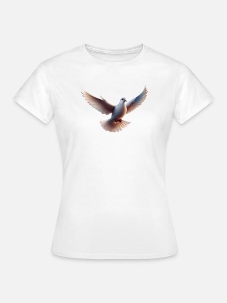 Weiße Taube im Flug - Frauen T-Shirt - Weiß