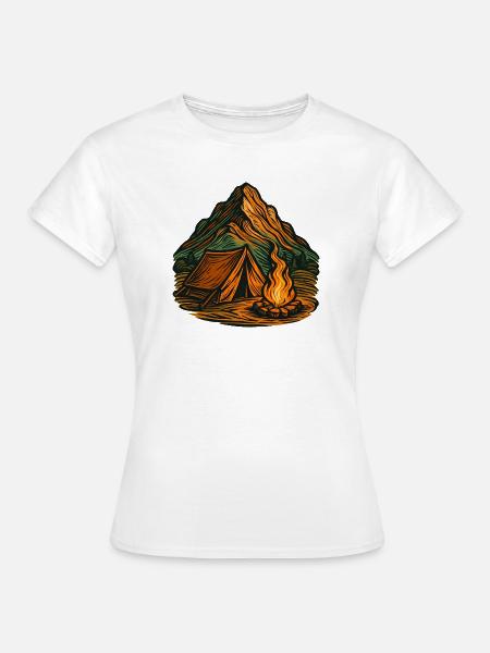 Bergcamping am Lagerfeuer - Frauen T-Shirt - Weiß
