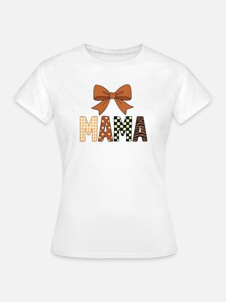 Bunte, verspielte MAMA-Texte mit mädchenhafter Schleife - Frauen T-Shirt - Weiß