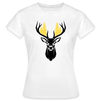  Hirschkopf Wald Silhouette - Frauen T-Shirt - Weiß - Vorne - AI Model Female 172 dark (172cm)
