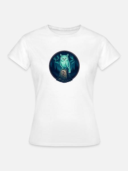 Nachtwald Eulen-Runeemblem - Frauen T-Shirt - Weiß