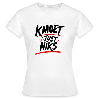 KMOET Just Niks Rouge Accent - T-shirt Femme - blanc - Devant - AI Model Female 172 dark (172cm)
