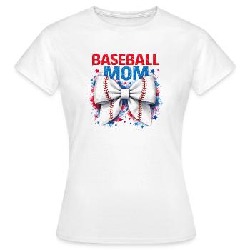 Vibrant Baseball Bow Mom Cute Game Day Aesthetic - Women's T-Shirt - white - Front - AI Model Female 172 dark (172cm)