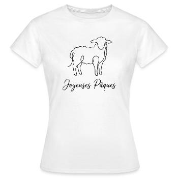 Joyeuses Pâques , Süßes Lämmchen Oster Shirt, Bag - Frauen T-Shirt - Weiß - Vorne - AI Model Female 172 dark (172cm)