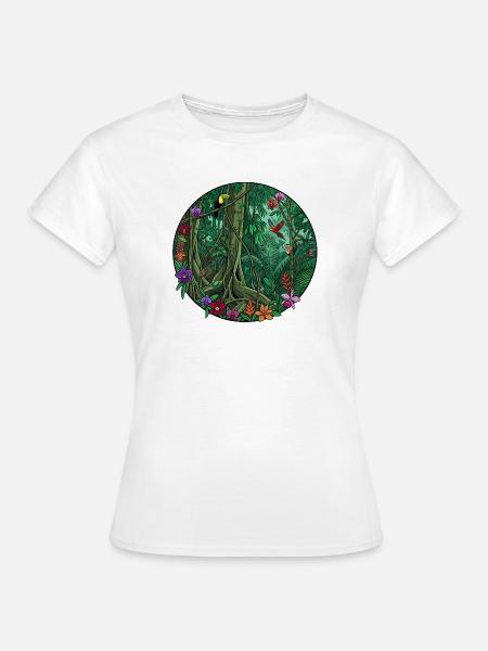Tropischer Dschungel Rundbild - Frauen T-Shirt - Weiß