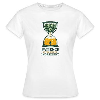 Patience Brews Flavor | Hobby brewing - Women's T-Shirt - white - Front - AI Model Female 172 dark (172cm)