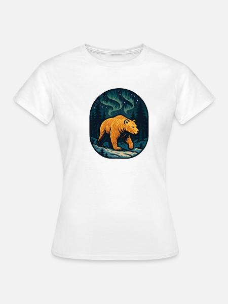 Nordlichtbär im Wald - Frauen T-Shirt - Weiß