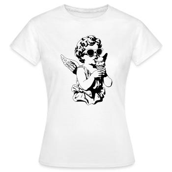 Cooler Cherub mit Sonnenbrille und Eis - Frauen T-Shirt - Weiß - Vorne - AI Model Female 172 dark (172cm)