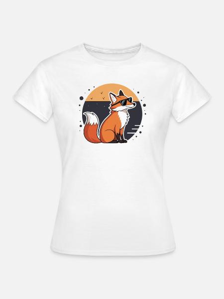 Fox Sun Dunkle Brille - Frauen T-Shirt - Weiß