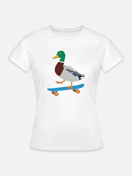 Ente auf dem Skateboard - Frauen T-Shirt - Weiß