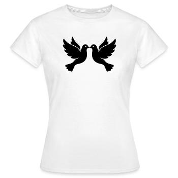 Tourterelles mariées – Tourtereaux noirs et blancs - T-shirt Femme - blanc - Devant - AI Model Female 172 dark (172cm)