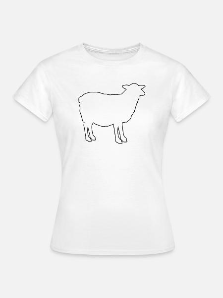 Schafsilhouette Kontur-Design - Frauen T-Shirt - Weiß