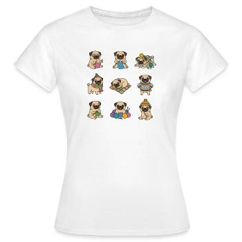 Suesser Mops Stricken Wolle Haekeln Hundeliebhaber - Frauen T-Shirt - Weiß - Vorne - AI Model Female 172 dark (172cm)