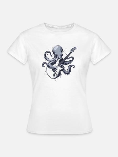 Oktopus-Gitarrist mit E-Gitarre - Frauen T-Shirt - Weiß