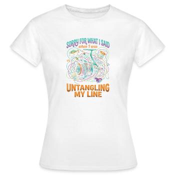 Entwirrte Schnur Angeln Humor - Frauen T-Shirt - Weiß - Vorne - AI Model Female 172 dark (172cm)