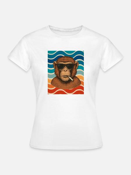Wellen-Chimp mit Sonnenbrille - Frauen T-Shirt - Weiß