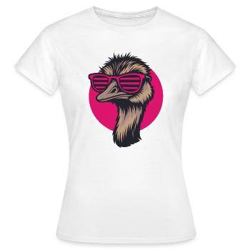 Strauß mit Sonnenbrille, Nandu, Emu - Frauen T-Shirt - Weiß - Vorne - AI Model Female 172 dark (172cm)